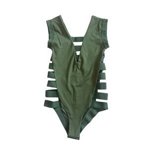 Agua Bendita Bendito Verdegal One Piece Swimsuit Arm Green Small‎ Cutouts